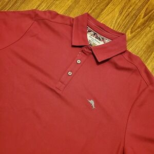 Tommy Bahama IslandZone Polo Shirt Men Large Crimson Red Pink Supima Cotton